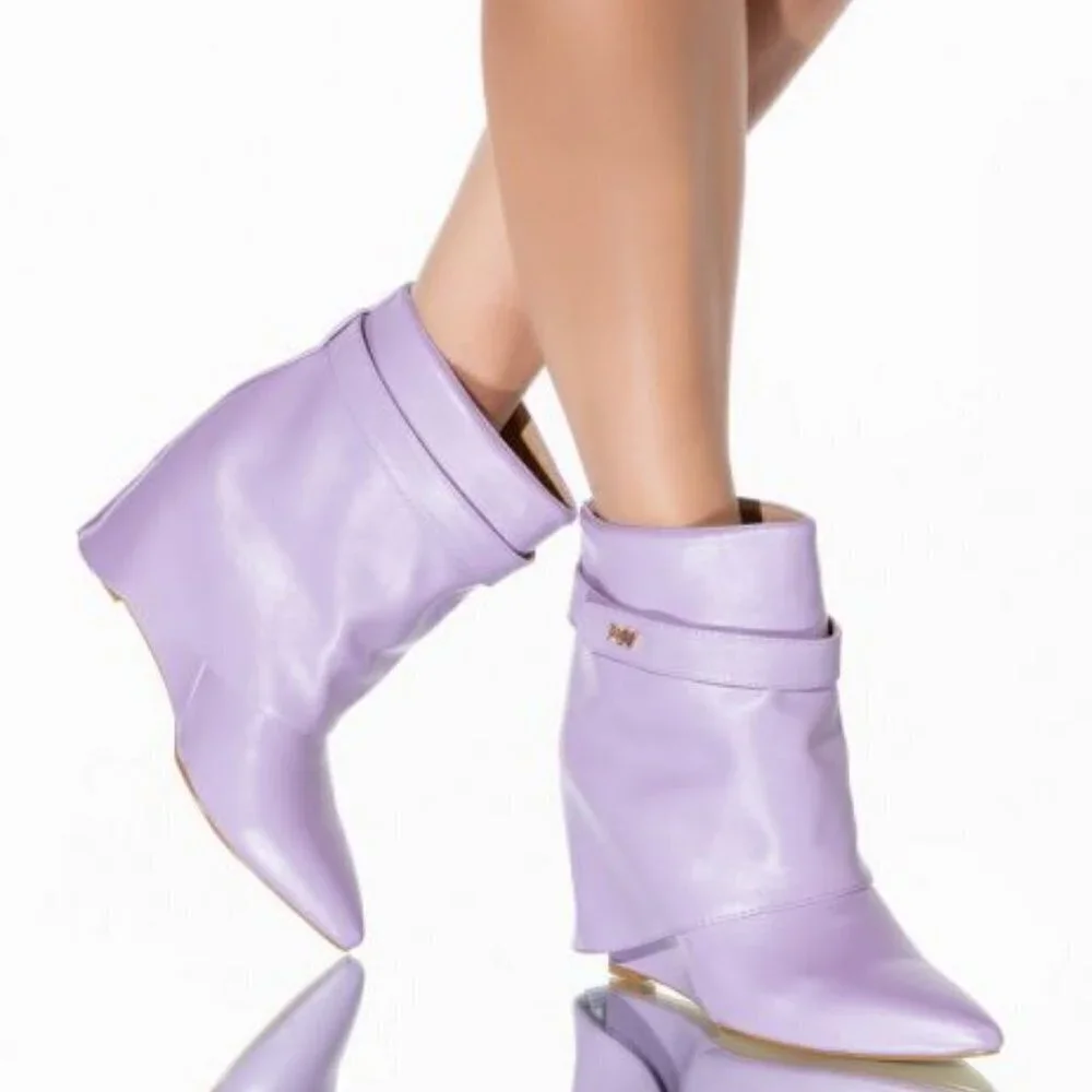AZALEA WANG OVER THE TOP WEDGE BOOTIE IN LIGHT PURPLE